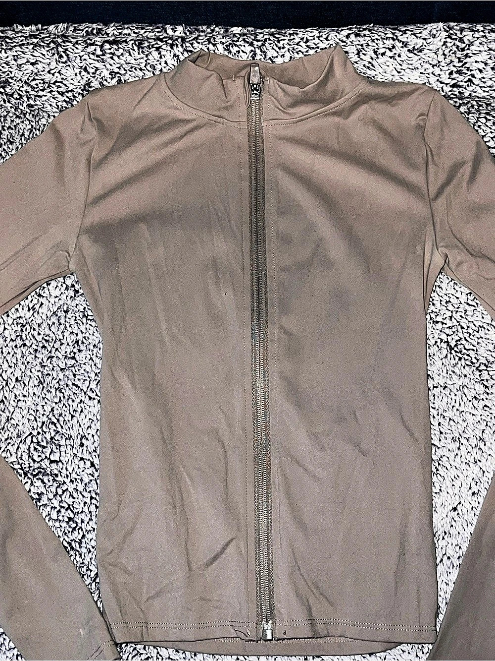 PrettyLittleThing Zip Front Mock Neck Top Size Small